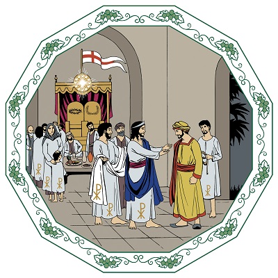 Juhlien isäntä ottaa vastaan taloonsa saapuvan vieraan ja tarjoaa tälle juhlavaatetta. Vieras ei kuitenkaan halua pukea sitä ylleen.